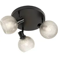 QAZQA Design spot zwart met smoke glas 3-lichts rond - Chico