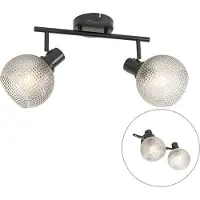QAZQA Design spot zwart met smoke glas 2-lichts - Chico