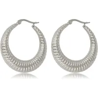My Bendel - Edelstalen Oorring 33mm x 7mm - 33 Mm Brede Zilverkleurige Oorring met Unieke Afwerking 33x7mm - met Luxe Cadeauverpakking | Sieraden Voor Dames
