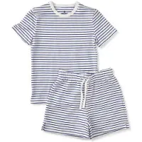 Little label gestreepte shortama van katoen blauw/wit Jongens Stretchkatoen Ronde hals - maat 92