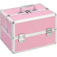 vidaXL Make-up koffer 22x30x21 cm aluminium roze