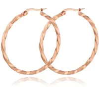 Cilla Jewels Dames Oorbellen Ringen Rose kleurig Gedraaid Edelstaal- 50mm
