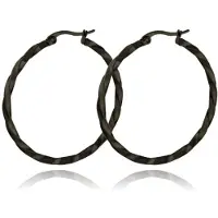 Cilla Jewels Dames Oorbellen Ringen Zwart Gedraaid Edelstaal- 50mm