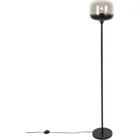 QAZQA Design vloerlamp zwart met goud en smoke glas - Kyan
