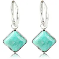 My Bendel - Zilverkleurige Oorbellen Salmiak Model met Amazonite Edelsteen - met Luxe Cadeauverpakking | Sieraden Voor Dames