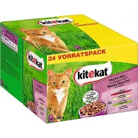 Kitekat Natvoer - 48x100 g Runds, Kip, Lams, Zalm - in gelei - Kattenvoeding