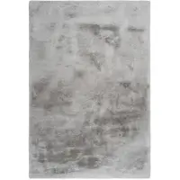 Muratap Emotion fluffy soft vloerkleed hoogpolig effen tapijt zilver grijs-