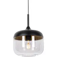 QAZQA Design hanglamp zwart met goud en smoke glas - Kyan