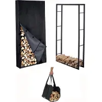Lendo Online Brandhoutrek met Hoes 100x25x196 cm Zwart