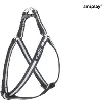 Amiplay Harnas verstelbaar Shine zwart maat-L / 40-75x2cm