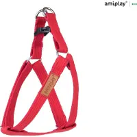 Amiplay Harnas verstelbaar Cotton rood maat-XL / 50-95x3cm