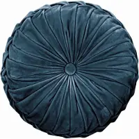 Laura Ashley Rosanna rond sierkussen velours - 35 cm - Dark Seaspray