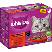 Whiskas 12x85g 1+ Adult Klassieke Selectie in Saus Kattenvoer Maaltijdzakjes