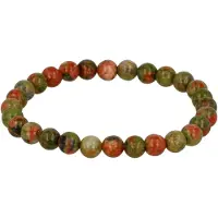 My Bendel - Elastische Unakite Kralen Armband - 6mm Edelstenen - Unakite Edelsteen Armband - 6mm Kralen - met Luxe Cadeauverpakking | Sieraden Voor Dames