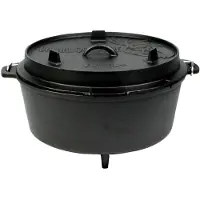 Valhal Outdoor Dutch Oven / Braadpan 12L met pootjes - Gietijzer - deksel te gebruiken als koekepan VH12L+