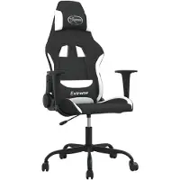 vidaXL Massage gamestoel stof zwart en wit