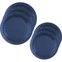 SANTEX Feest borden set - 40x stuks - kobalt blauw - 17 cm en 22 cm - Feestbordjes