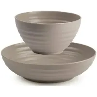 Forte Plastics Kommetjes/schaaltjes - 12x stuks - Dessert/ontbijt - Kunststof - Taupe - Kommetjes