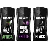 Axe Africa + Black + Excite Douchegel - 3 x 250 ml - Voordeelverpakking