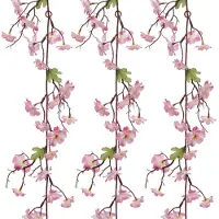 Everlands kunstbloem/bloesem takken slingers - 3x stuks - roze - 187 cm