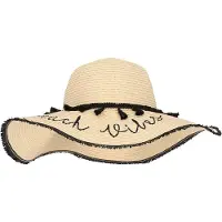 Sarlini zonnehoed met franjes beige Dames