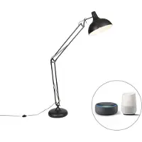 QAZQA Smart vloerlamp zwart verstelbaar incl. Wifi A60 - Hobby