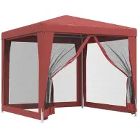 vidaXL Partytent met 4 mesh zijwanden 2,5x2,5 m hdpe rood