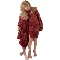 Charlie Choe badjas kind - kinderbadjas met rits & capuchon - koper kleur - fleece - 92/98