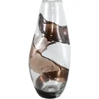 Ptmd Lisee Brown Solid Glass Vase Line Frost L (Bruin, 29.5x44x29.5cm)