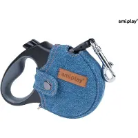 Amiplay Dierenbenodigdheden Ami Leiband Denim Intrekb.+Hoes Blauw 5M-25Kg M