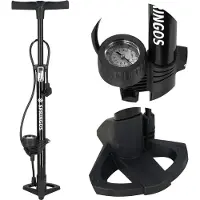 Springos Fietspomp met manometer tot 11 bar - Dubbele ventieldop
