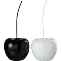 J-Line decoratie Kers - polyresin - blinkend wit/zwart - large - 2 stuks