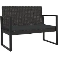 vidaXL Tuinbank met kussens 106 cm poly rattan zwart