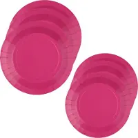 SANTEX Feest/verjaardag bordjes set - 40x stuks - fuchsia roze - 17 cm en 22 cm - Feestbordjes