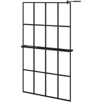 vidaXL Inloopdouchewand met schap 118x190 cm ESG-glas aluminium zwart