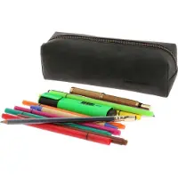 Morethanhip - Grote etui van mat zwart vintage ecoleer - Lynton - 20,5 x 6,5 x 6,5 cm