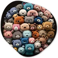 MuchoWow Organische wanddecoratie 90x90 cm - Organisch schilderij Teddybeer - Knuffel - Dieren - Meisjes - Jongens - Muurdecoratie woonkamer - Kamer decoratie - Schilderijen - Muurcirkel aesthetic