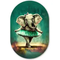 MuchoWow Muurovaal 40x60 cm - Ovale wanddecoratie Olifant - Ballerina - Verf - Strik - Portret - Kinderen - Ovalen schilderij - Muurdecoratie woonkamer - Kamer decoratie - Schilderijen - Wandcirkel