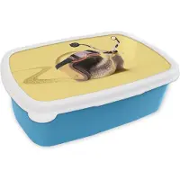 MuchoWow Broodtrommel Blauw - Lunchbox - Brooddoos - Slak - Dieren - Helm - Geel - Spiegels - 18x12x6 cm - Kinderen - Jongen
