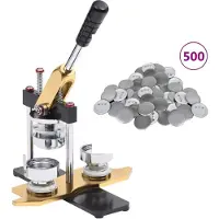 vidaXL - Buttonmachine - draaipunch - met - 500 - st - buttononderdelen - 25 - mm