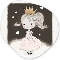 MuchoWow Organische wanddecoratie 60x60 cm - Organisch schilderij Prinses - Roos - Hartjes - Meisjes - Muurdecoratie woonkamer - Kamer decoratie - Schilderijen - Muurcirkel aesthetic