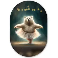 MuchoWow Muurovaal 60x90 cm - Ovale wanddecoratie IJsbeer - Rok - Ballet - Portret - Dieren - Kids - Ovalen schilderij - Muurdecoratie woonkamer - Kamer decoratie - Schilderijen - Wandcirkel