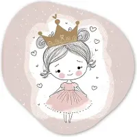 MuchoWow Organische wanddecoratie 90x90 cm - Organisch schilderij Prinses - Jurk - Hartjes - Kinderen - Meisje - Muurdecoratie woonkamer - Kamer decoratie - Schilderijen - Muurcirkel aesthetic