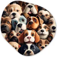 MuchoWow Organische wanddecoratie 90x90 cm - Organisch schilderij Hond - Patronen - Dieren - Bruin - Meisje - Jongen - Muurdecoratie woonkamer - Kamer decoratie - Schilderijen - Muurcirkel aesthetic