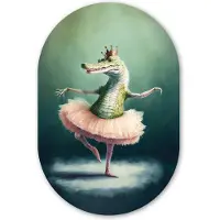 MuchoWow Muurovaal 60x90 cm - Ovale wanddecoratie Krokodil - Kroon - Goud - Ballet - Portret - Kids - Ovalen schilderij - Muurdecoratie woonkamer - Kamer decoratie - Schilderijen - Wandcirkel