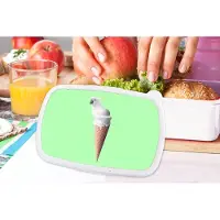 MuchoWow Broodtrommel Wit - Lunchbox - Brooddoos - Papegaai - IJshoorntjes - IJs - Wit - Groen - 18x12x6 cm - Volwassenen
