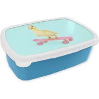 MuchoWow Broodtrommel Blauw - Lunchbox - Brooddoos - Eend - Kuiken - Skateboard - Blauw - Roze - 18x12x6 cm - Kinderen - Jongen