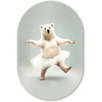 MuchoWow Muurovaal 60x90 cm - Ovale wanddecoratie IJsbeer - Tutu - Wit - Portret - Dieren - Kinderen - Ovalen schilderij - Muurdecoratie woonkamer - Kamer decoratie - Schilderijen - Wandcirkel
