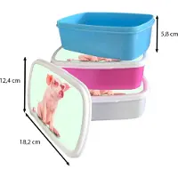 MuchoWow Broodtrommel Roze - Lunchbox - Brooddoos - Varken - Roze - Bril - Stopcontact - Dieren - 18x12x6 cm - Kinderen - Meisje