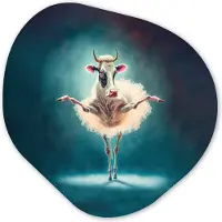 MuchoWow Organische wanddecoratie 90x90 cm - Organisch schilderij Koe - Rok - Ballet - Dieren - Portret - Kids - Muurdecoratie woonkamer - Kamer decoratie - Schilderijen - Muurcirkel aesthetic